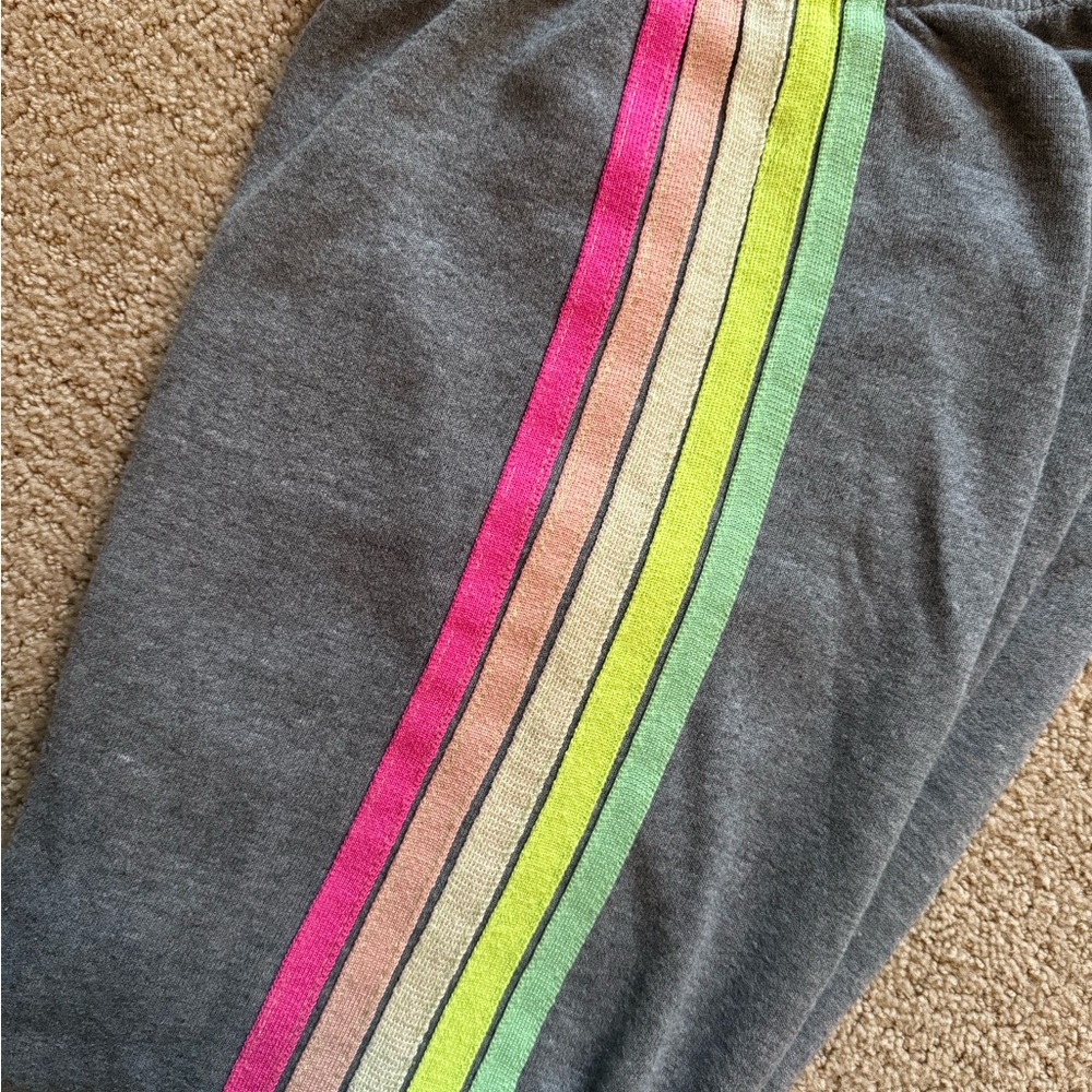 Aviator Nation limited edition pink and green five stripe sweatpants